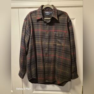 Mens Ralph Lauren Polo Lowell Sport 100% Wool Plaid Shirt, Size L, Never Worn.